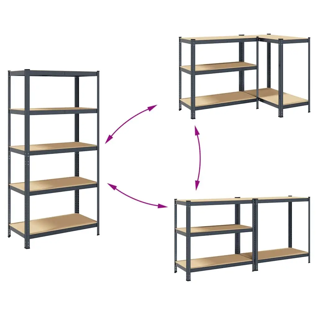 5-Layer Storage Shelf Anthracite Steel Engineered Wood