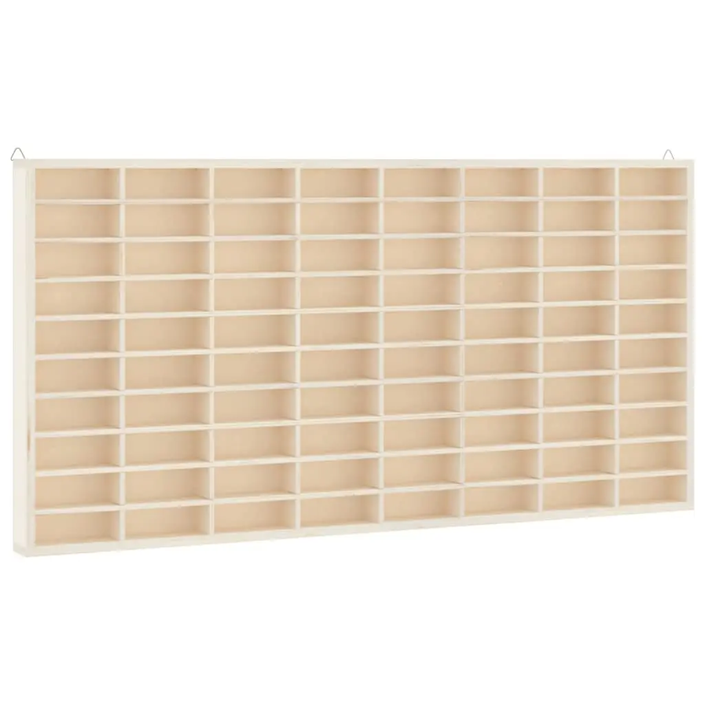Wooden Wall Mounted Display Case 80 Compartments Brown 80x4.5x40.5 cm