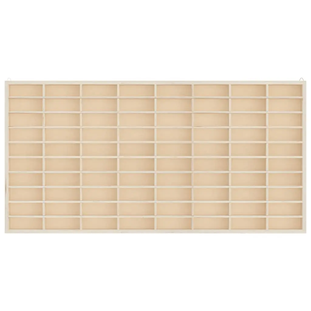 Wooden Wall Mounted Display Case 80 Compartments Brown 80x4.5x40.5 cm