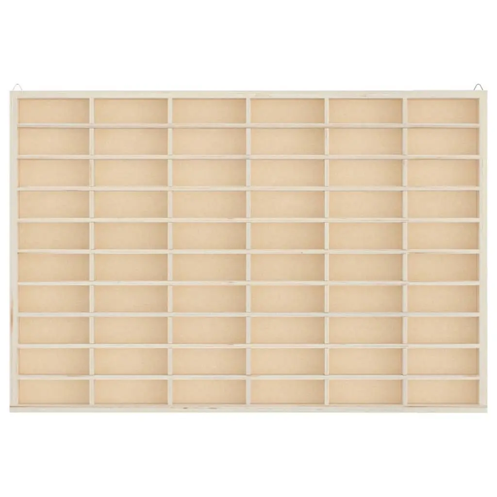 Wooden Wall Mounted Display Case 60 Compartments Organizer 60 x 4.5 x 40.5 cm
