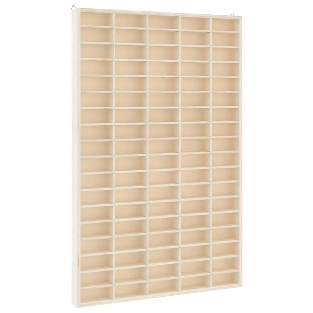 Wooden Wall Mounted Display Case 90 Compartments Organizer 50.5cm W x 4.5cm D x 79cm H