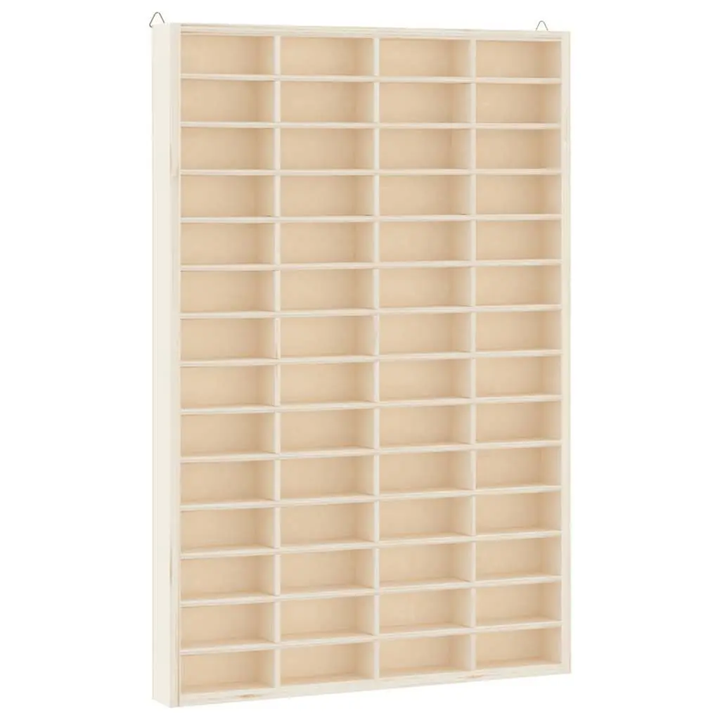 Wooden Display Case Wall Mounted 56 Compartments Brown Plywood