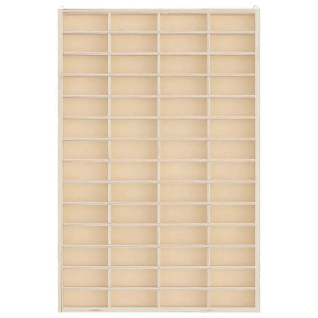 Wooden Display Case Wall Mounted 56 Compartments Brown Plywood