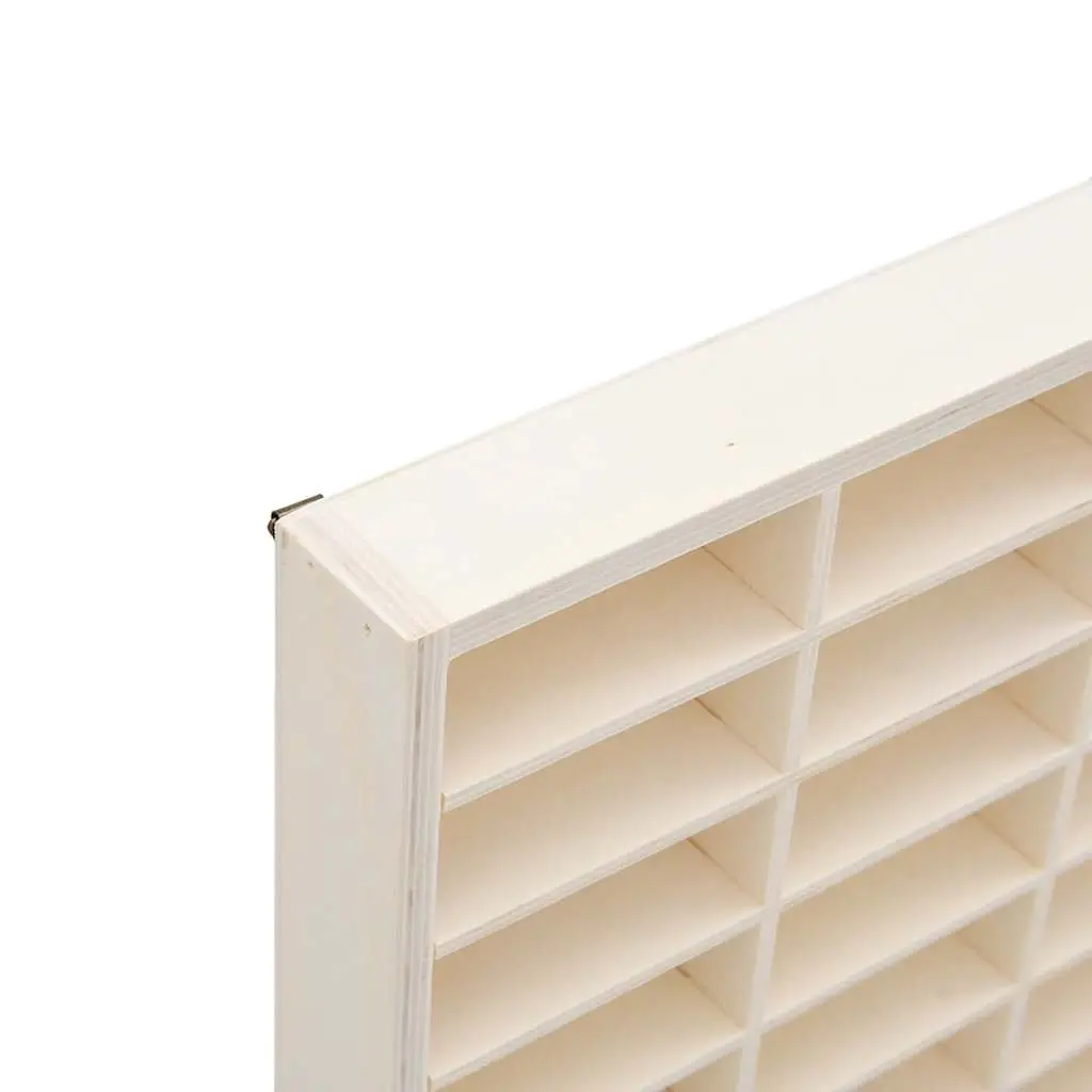 Wooden Display Case Wall Mounted 56 Compartments Brown Plywood