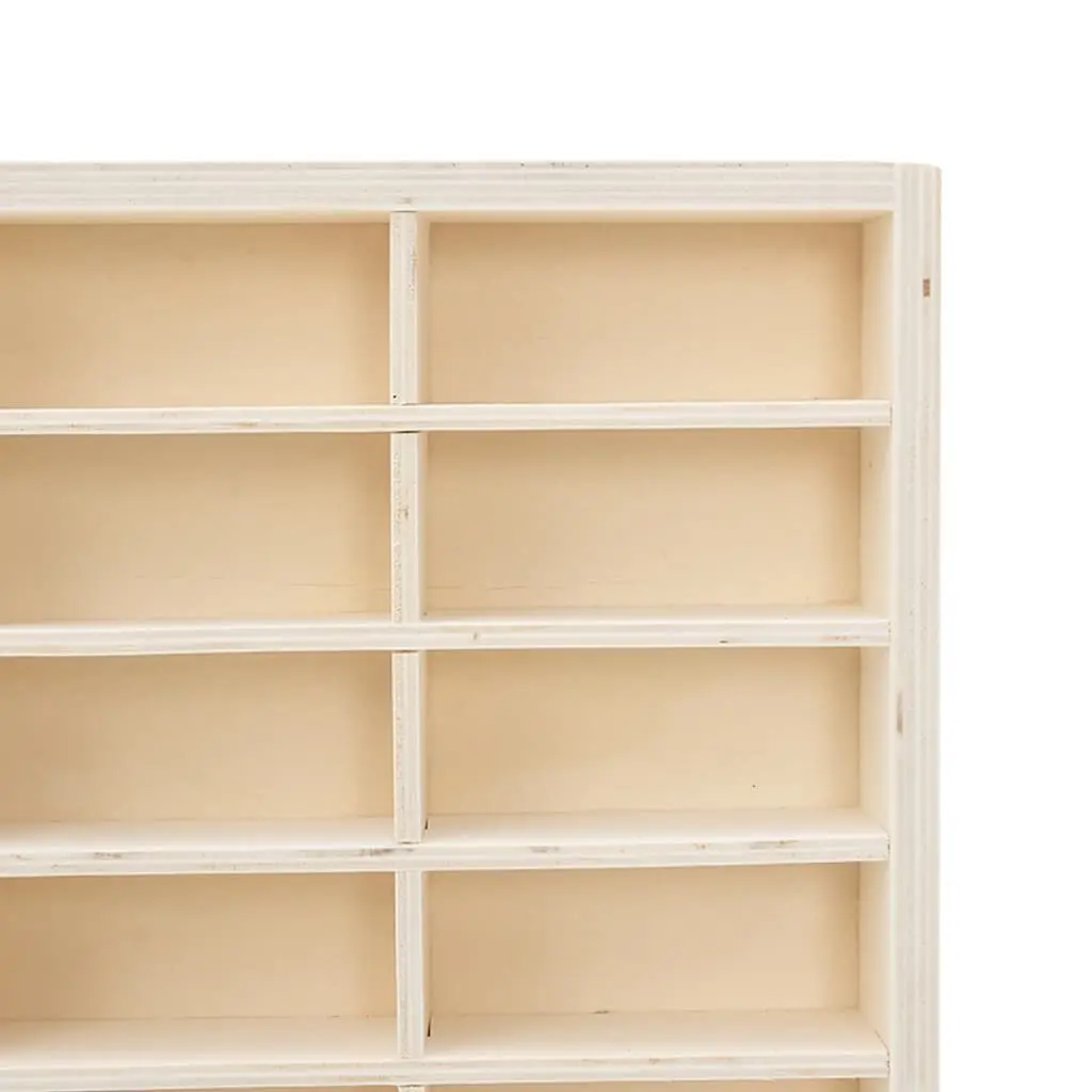 Wooden Display Case Wall Mounted 56 Compartments Brown Plywood