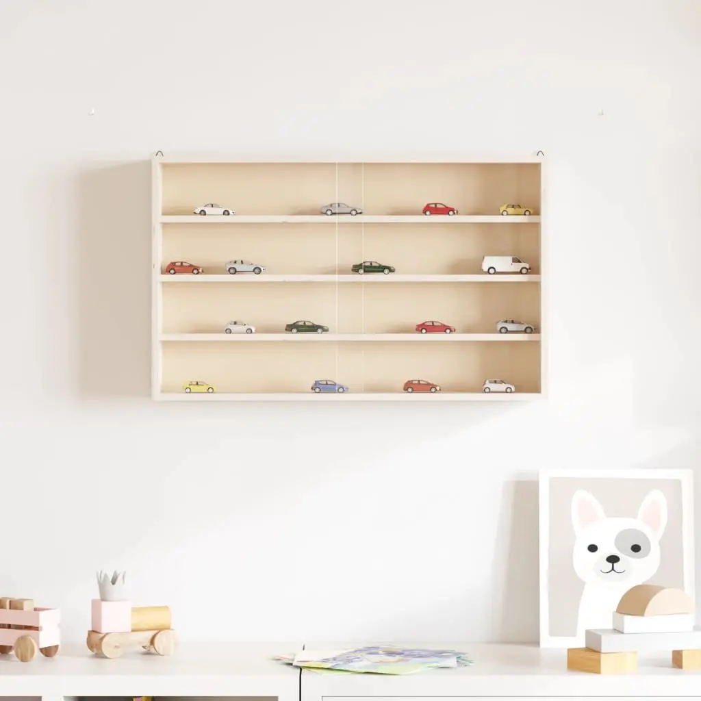 Wooden Wall Mounted Display Cabinet with Doors 4 Shelves