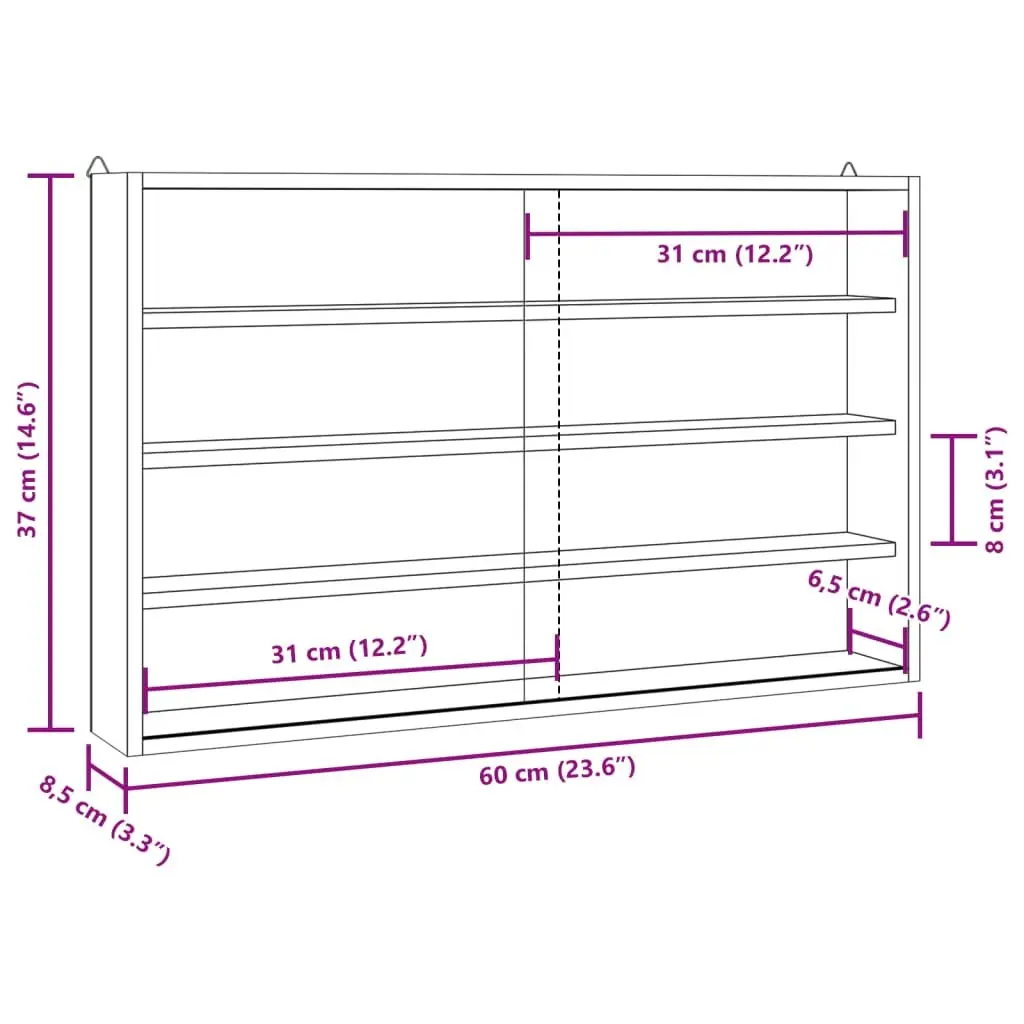 Wooden Wall Mounted Display Cabinet with Doors 4 Shelves