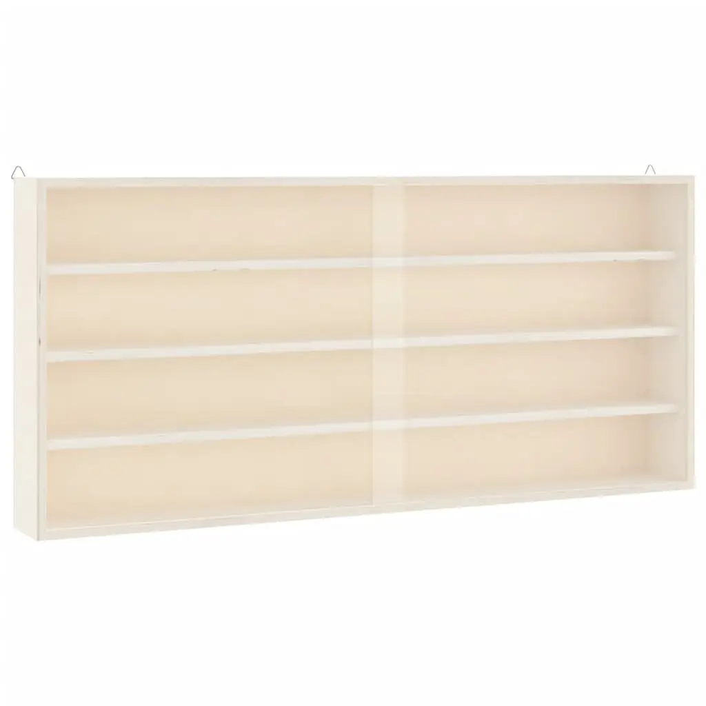 Wooden Wall Mounted Display Case with Doors 4 Shelves