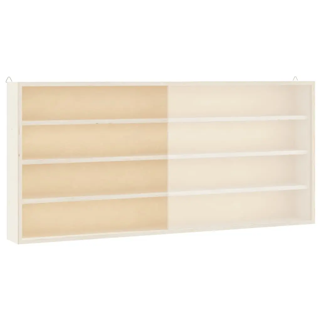 Wooden Wall Mounted Display Case with Doors 4 Shelves