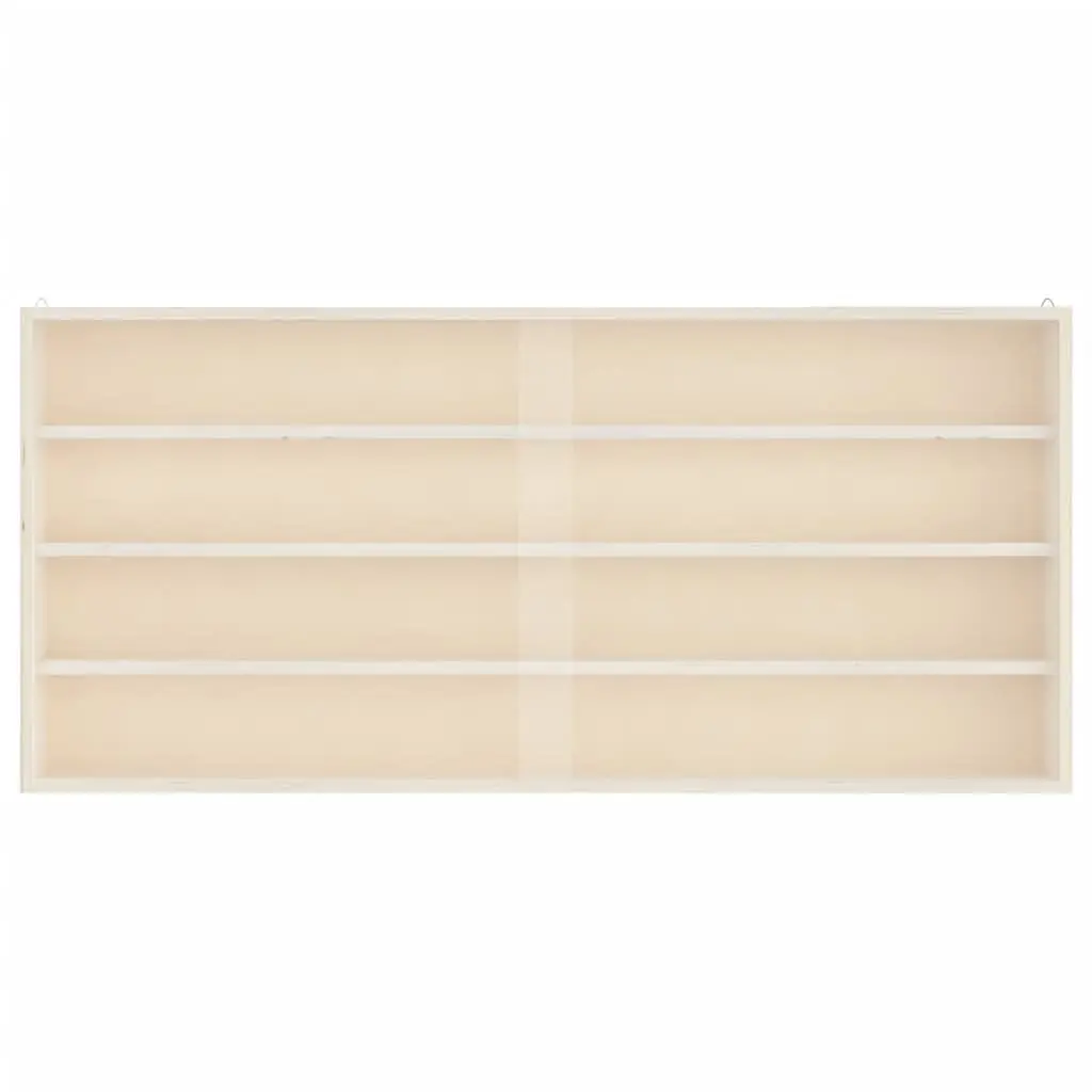 Wooden Wall Mounted Display Case with Doors 4 Shelves