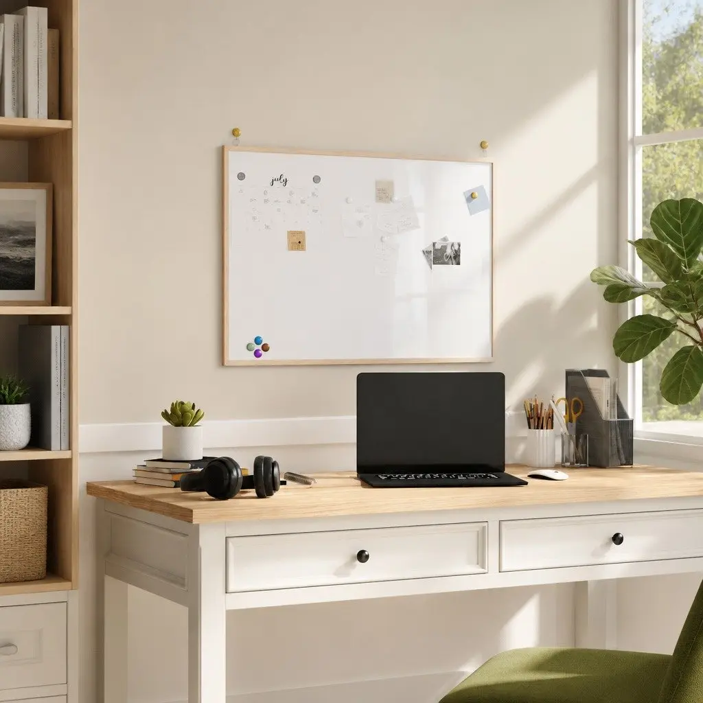 Magnetic Whiteboard Display Board with Pine Frame 80x55 cm