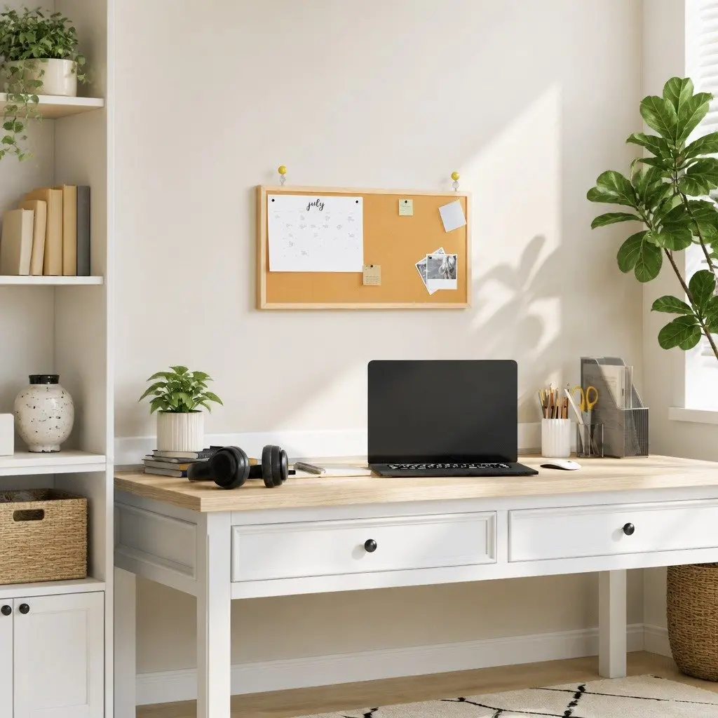 Cork Board with Pine Wood Frame for Easy Organization 60x30 cm