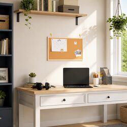 Cork Board Bulletin Board with Solid Pine Wood Frame 60x40cm Office Organization
