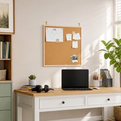 Cork Board Bulletin Notice Pinboard Solid Pine Wood Frame 60x55cm Home Office