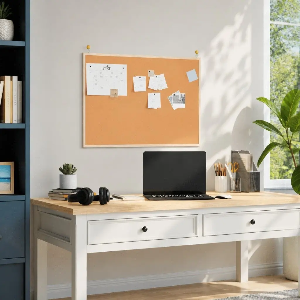 Cork Bulletin Board Solid Pine Frame Self Healing Surface 80x55cm