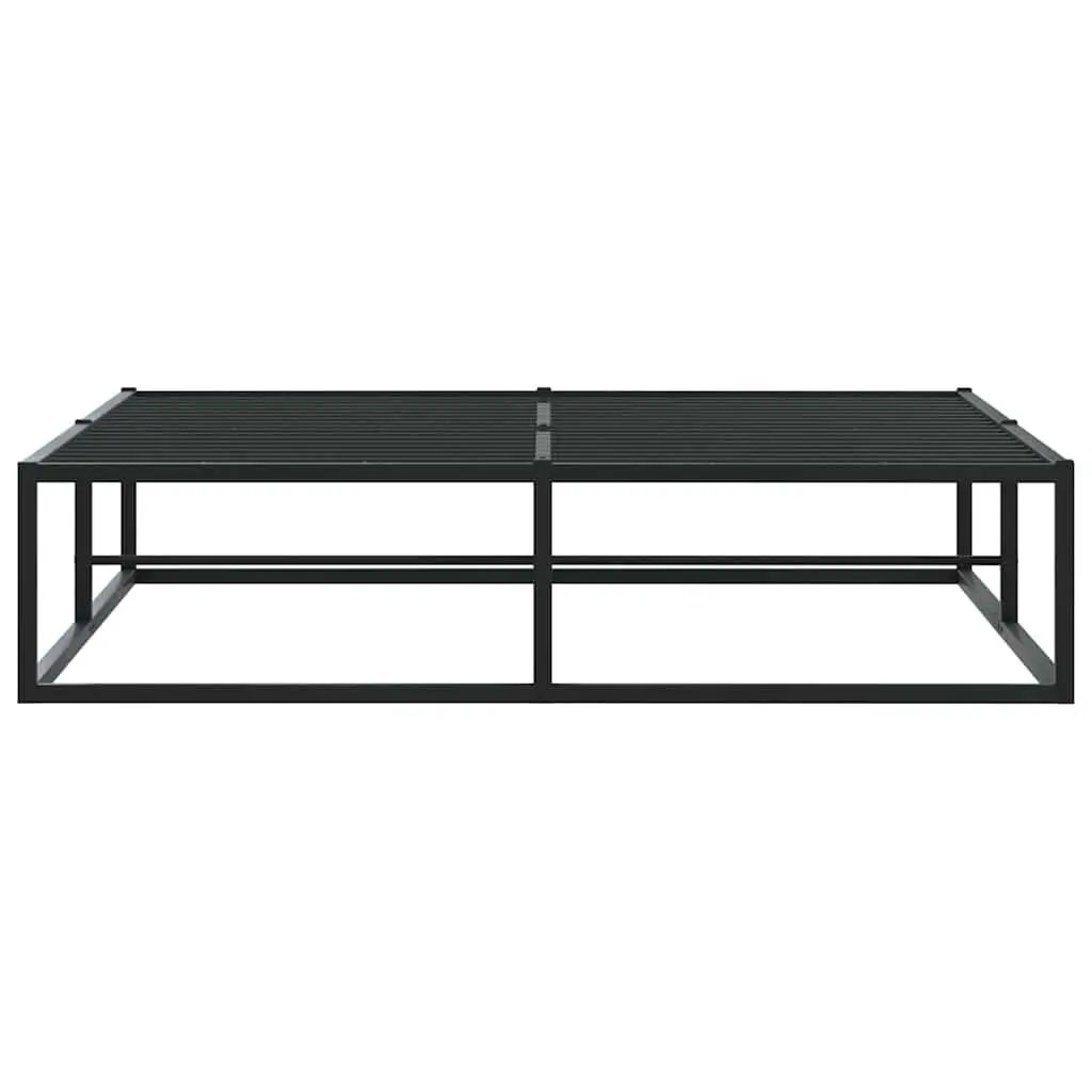 Metal Bed Frame Slatted Base 137x187 cm Black Storage Space