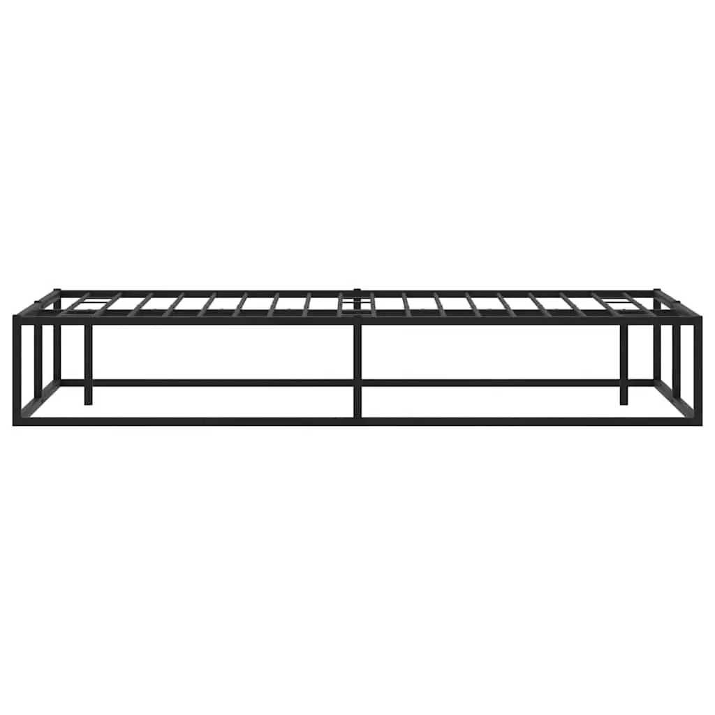 Metal Bed Frame Black Slatted Base 153x203 cm with Storage Space