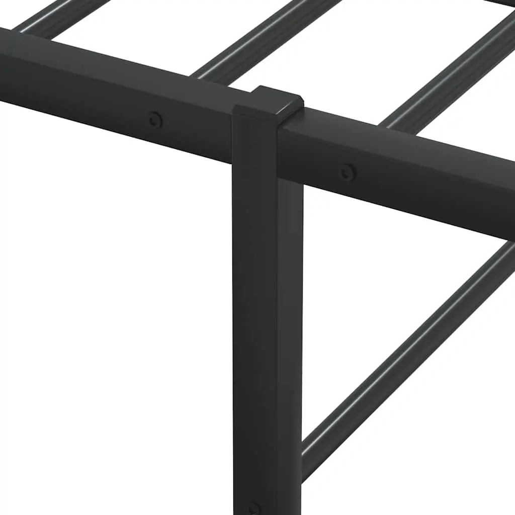 Metal Bed Frame Black Slatted Base 153x203 cm with Storage Space