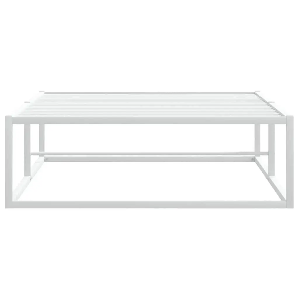 Metal Bed Frame White 92x187 cm Slatted Base with Under-Bed Storage