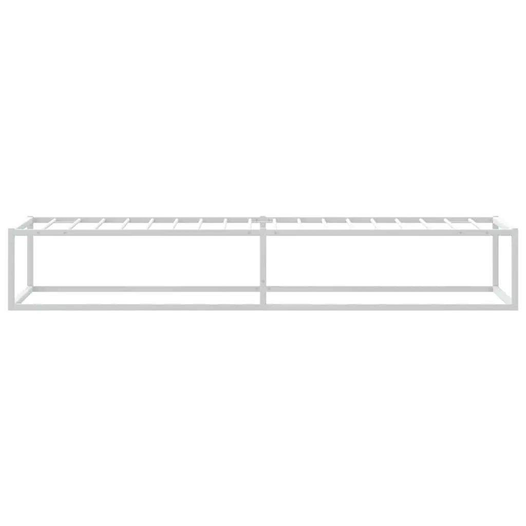 Metal Bed Frame White 92x187 cm Slatted Base with Under-Bed Storage