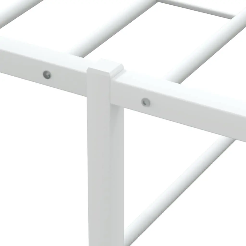 Metal Bed Frame White 92x187 cm Slatted Base with Under-Bed Storage