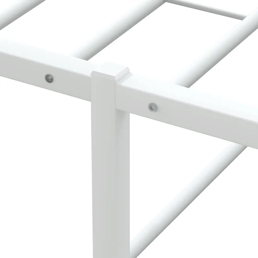 Double Metal Bed Frame White 137x187 cm Slatted Base Storage Bedroom Furniture