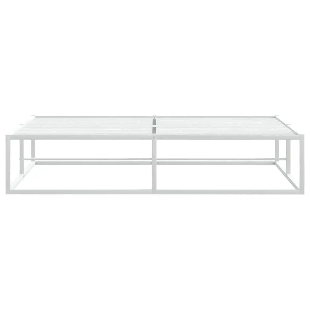 Metal Bed Frame Slatted Base White 153x203 cm