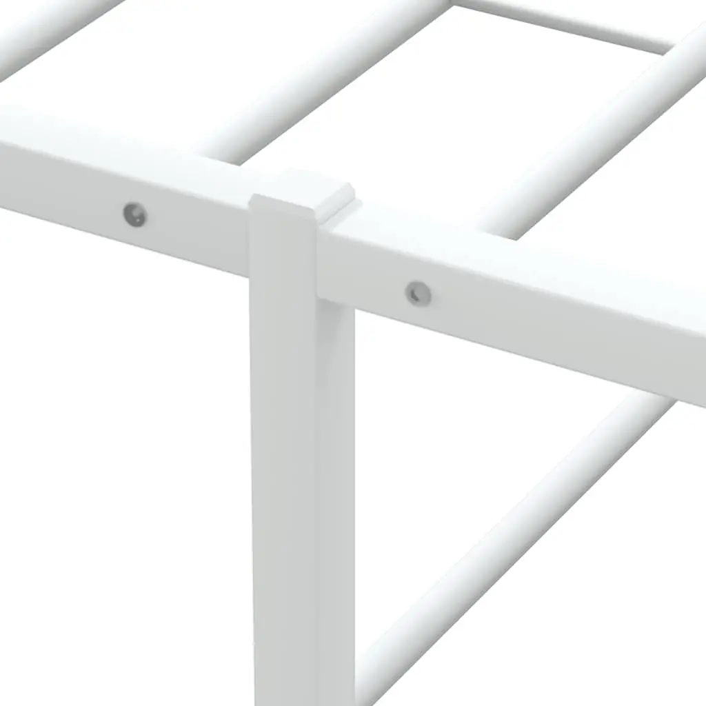 Metal Bed Frame Slatted Base White 153x203 cm
