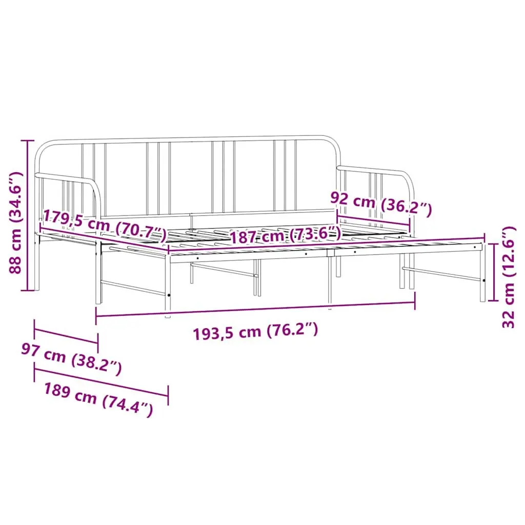 Black Metal Daybed with Trundle for Guests
