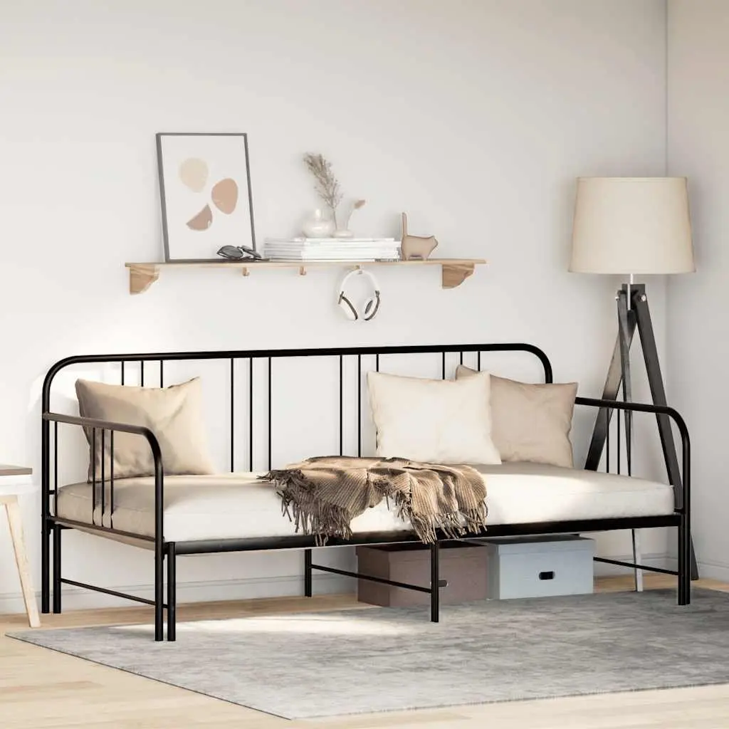 Black Metal Daybed with Trundle for Guests
