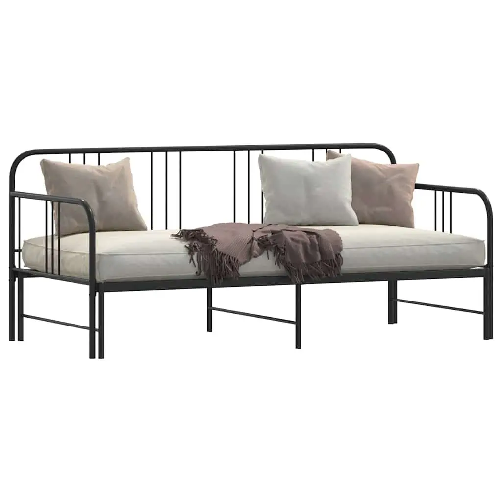 Black Metal Daybed with Trundle for Guests
