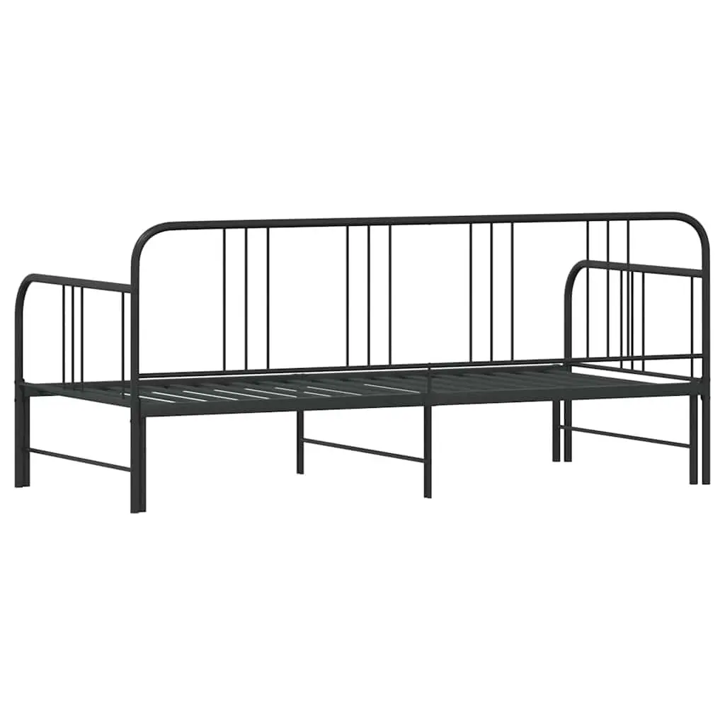 Black Metal Daybed with Trundle for Guests