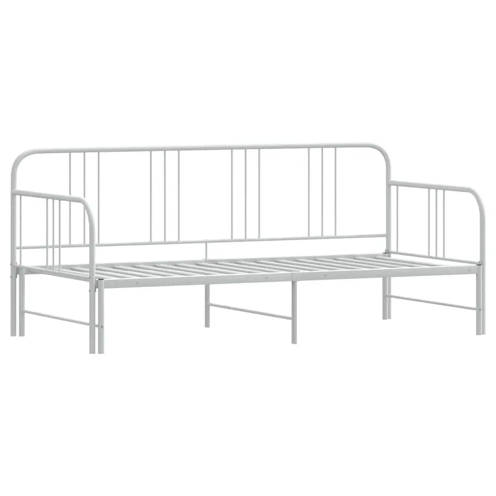Daybed with Trundle Powder-Coated Metal Frame White 92x187cm