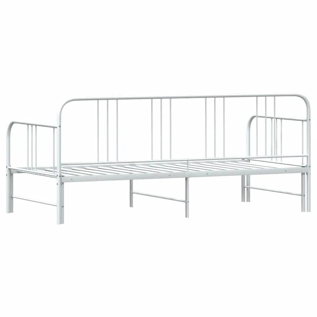Daybed with Trundle Powder-Coated Metal Frame White 92x187cm