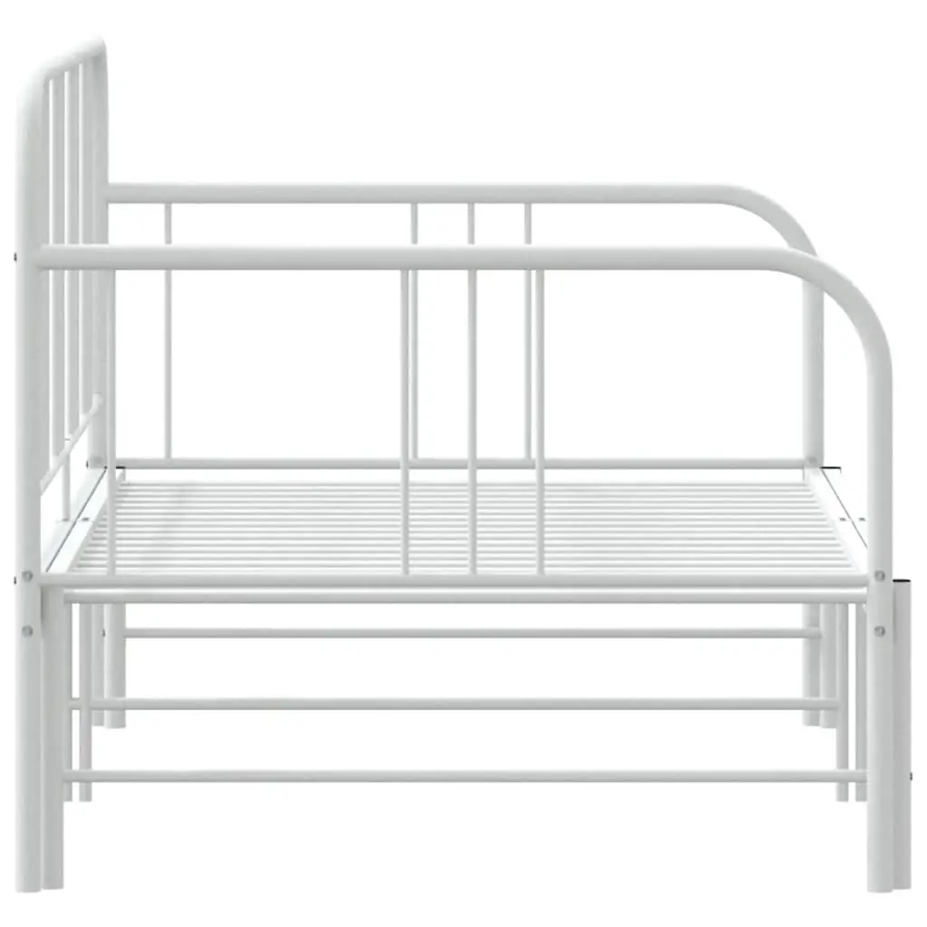 Daybed with Trundle Powder-Coated Metal Frame White 92x187cm