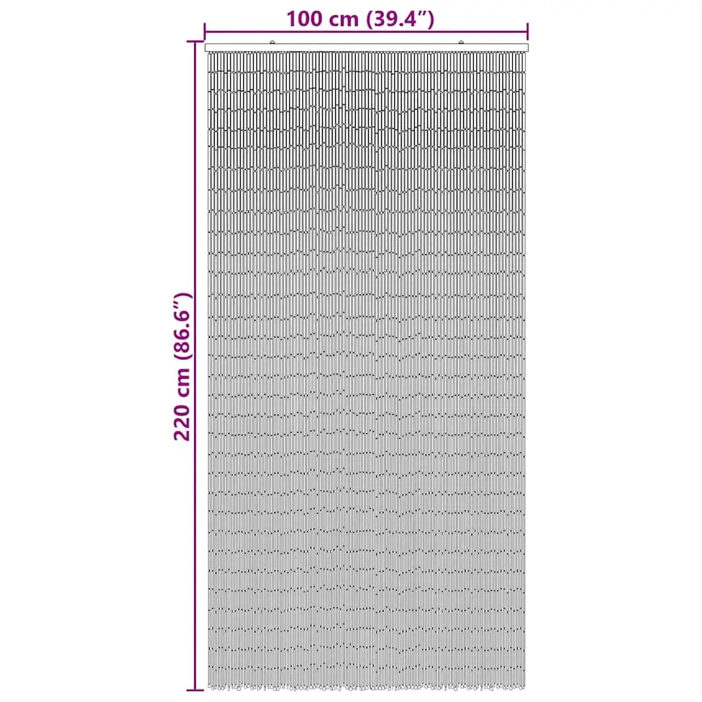 Insect Door Curtain Double-Sided Palm Tree Print 100x220 cm Bamboo Fly Screen Beaded
