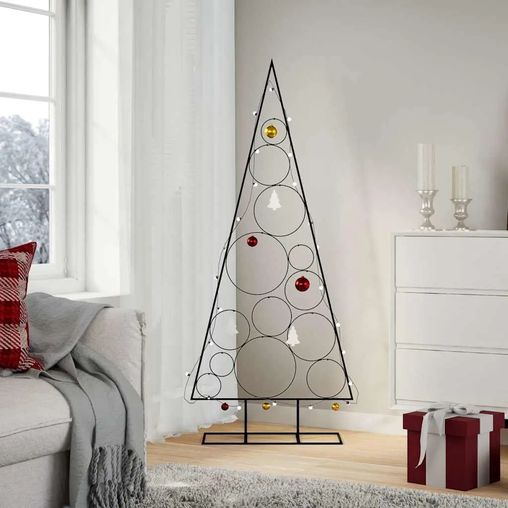 Metal Christmas Tree Frame 150cm Tall Black DIY Decoration Stand Modern Design