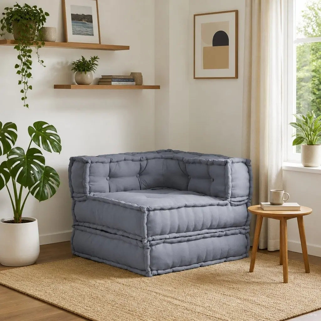 Modular Sofa Unit Grey 70x70x56cm Fabric Cushion Indoor Outdoor Lounge Seating