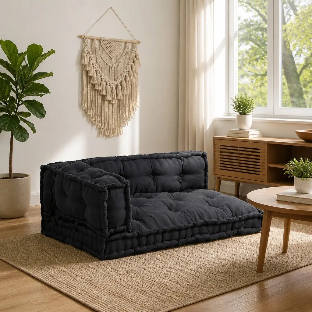 Anthracite Pallet Sofa Cushions—3 Piece Set