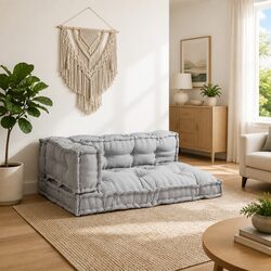 Pallet Sofa Cushion 3 Pieces Grey 120 x 80 x 38 cm Modular Foam Seat Cushions