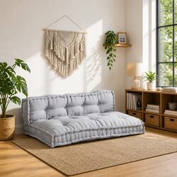 Pallet Sofa Cushion 2 pcs Grey 120x80x38cm Fabric Modular Indoor Outdoor Seating