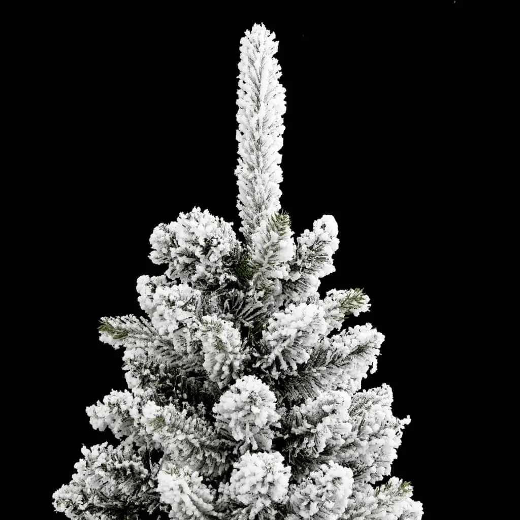 Artificial Slim Christmas Tree Flocked Snow White 240cm Bushy PVC PE