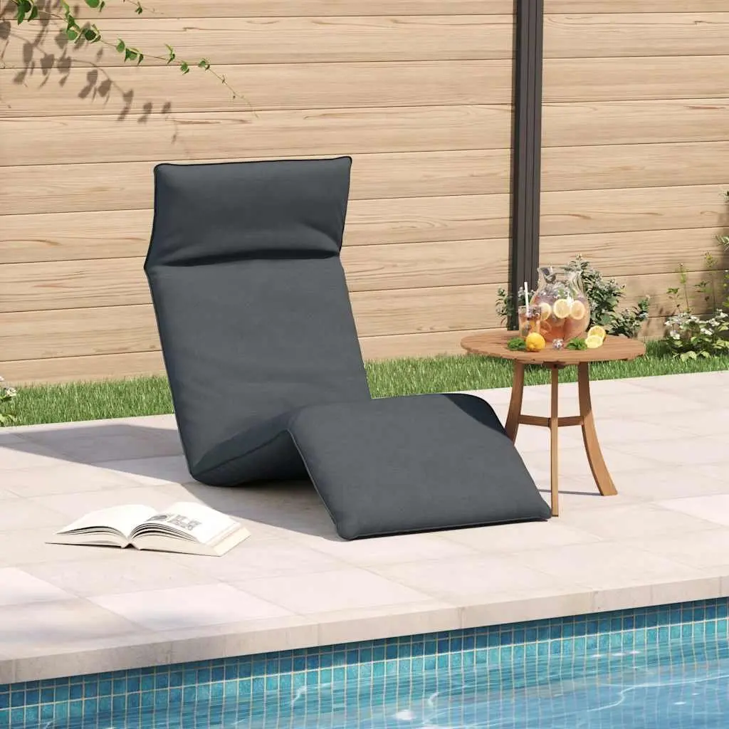 Folding Sun Lounger Anthracite Portable Reclining Garden Beach Chair 5 Positions