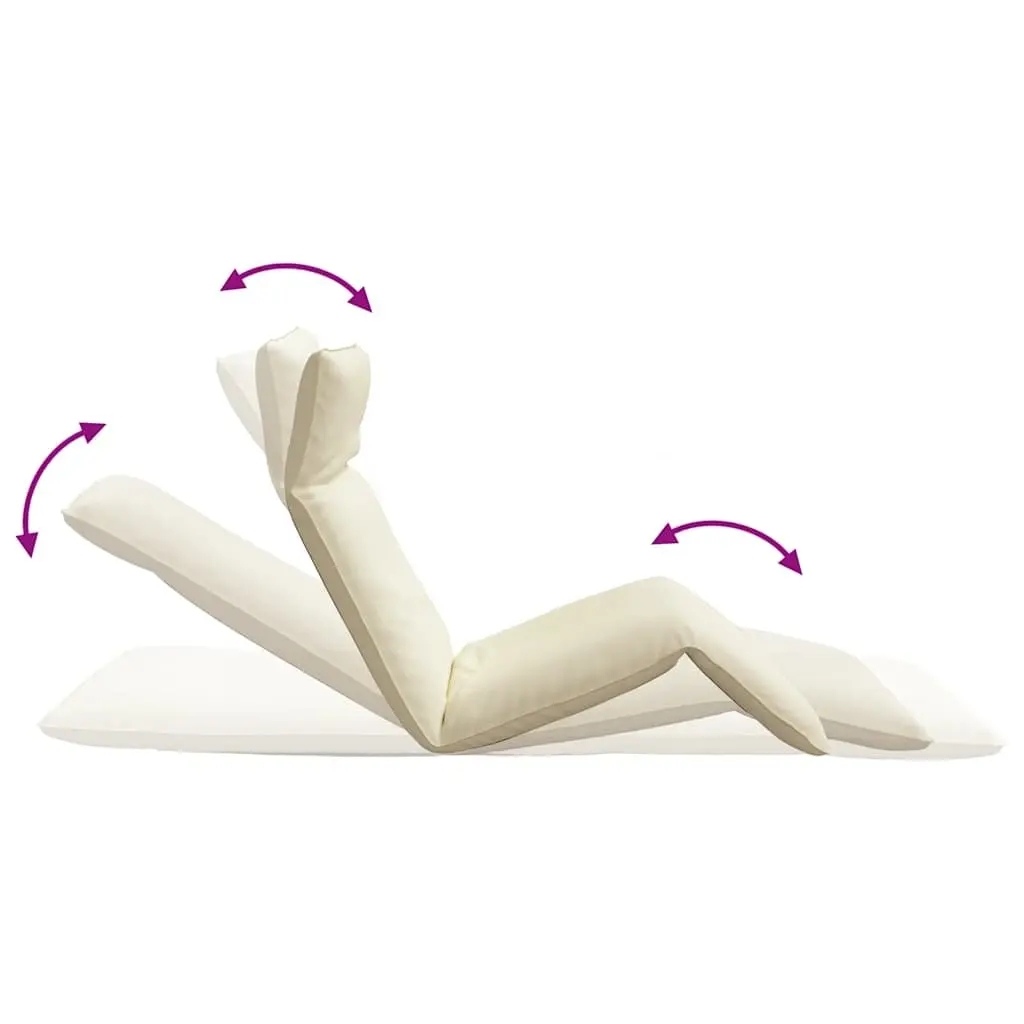 Folding Sun Lounger Reclining Chair Garden Beach Outdoor Seating Cream 5