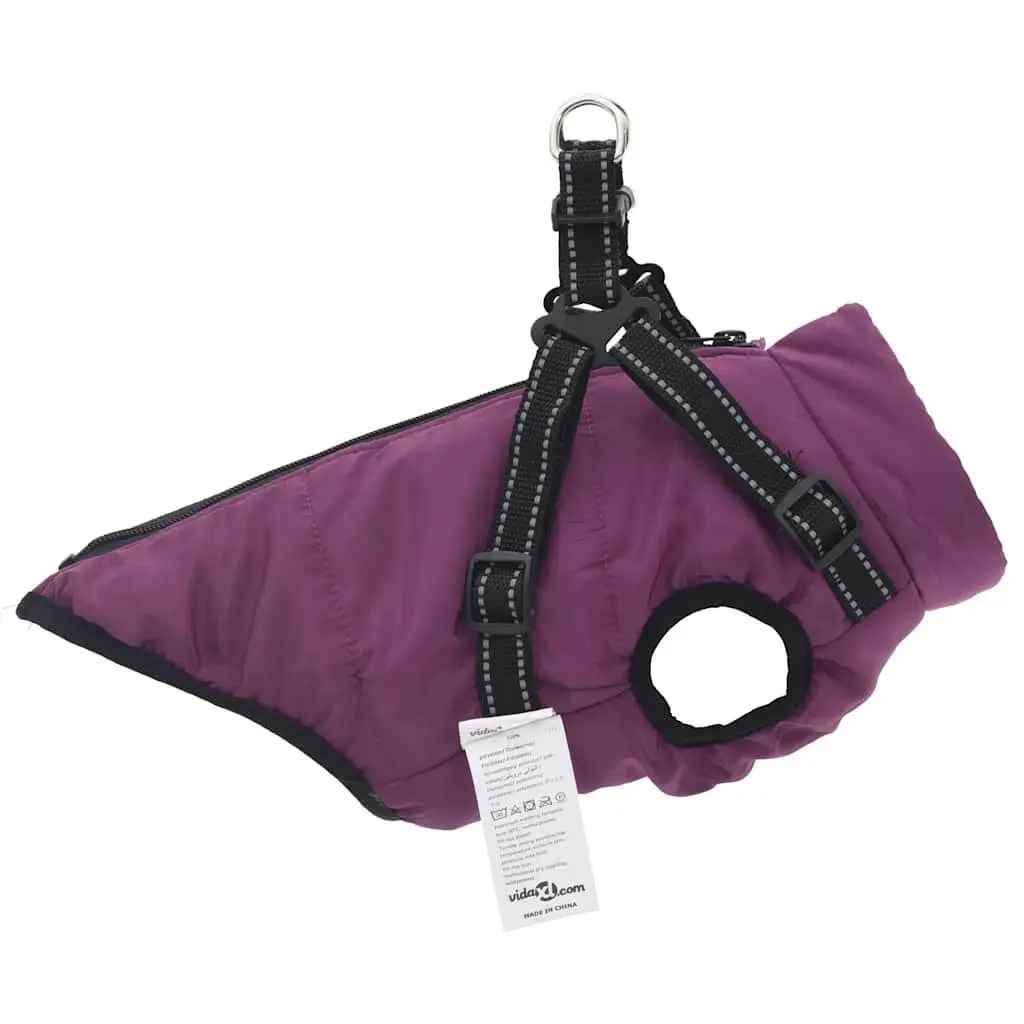 Dog Coat with Built-in Harness Waterproof Reflective Winter Jacket Pet Apparel M
