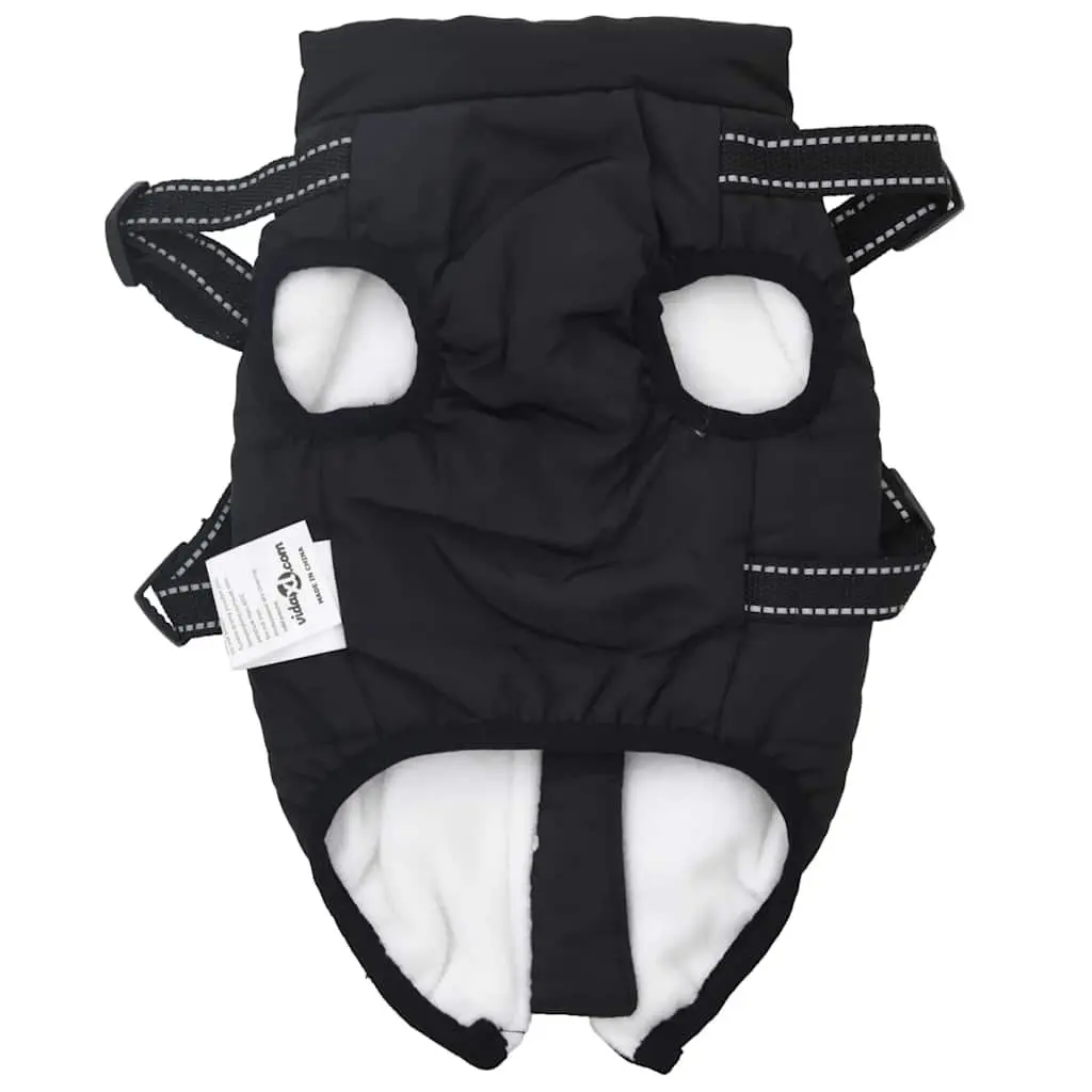 Dog Coat with Built-in Harness Waterproof Reflective Winter Jacket Black S
