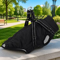 Friendly Dog Coat with Built-in Harness and Reflective Strips