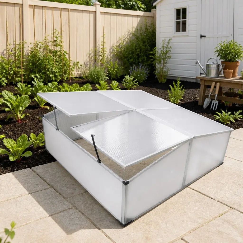 Cold Frame Greenhouse Transparent Polycarbonate 108x41x110cm 4 Lids