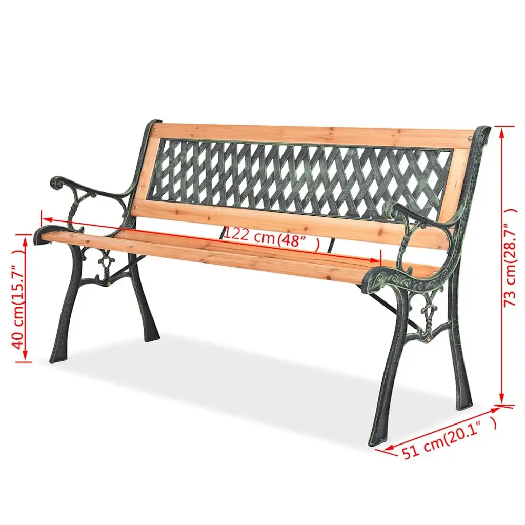 Garden Bench Decorative Wooden 122 cm Outdoor Seating