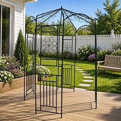 Garden Arch 250cm Outdoor Metal Arbour Climbing Rose Trellis Structure